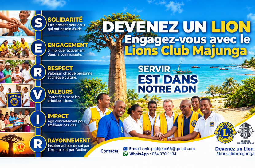 DEVENEZ UN LION : Engagez-vous avec le Lions Club Majunga