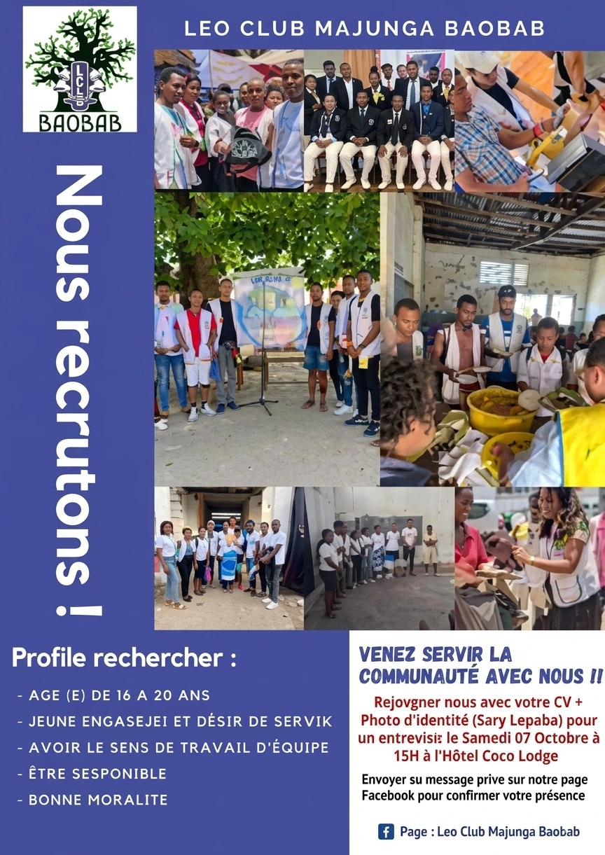 Le Leo Club Majunga Baobab recrute